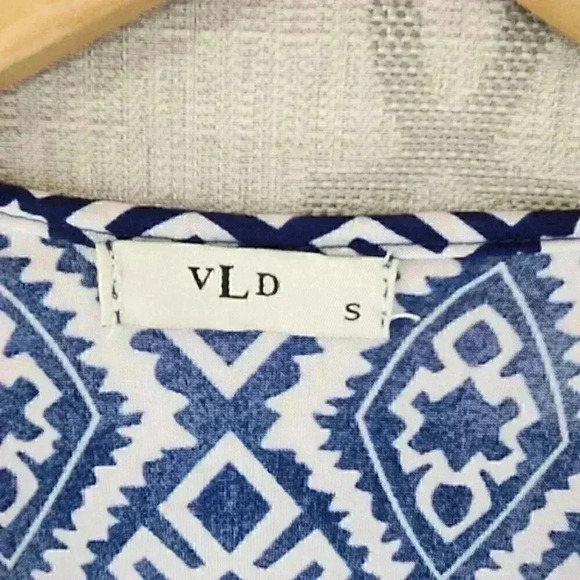 VLD Sleeveless Draped Neckline Geomatic Print Mini Dress S -391/6 - Picture 6 of 9